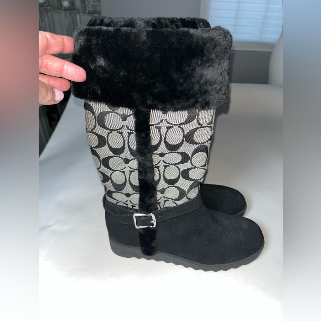Nwot Coach Deeann Black Suede Boots. Size 6.5.